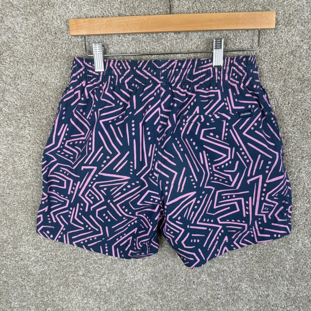 Chubbies Mens XS Swim Trunks Navy Pink Geometric Tribal Print 5.5 Inseam Mesh